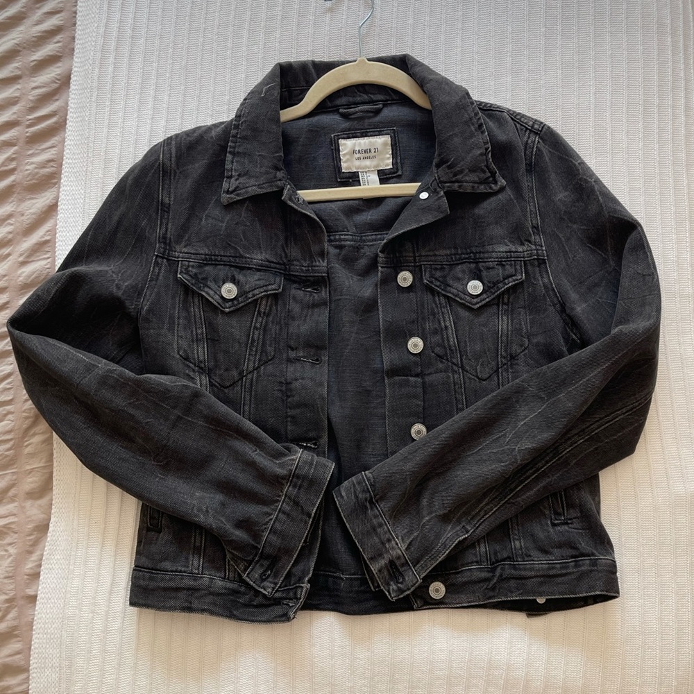 Washed black jean jacket